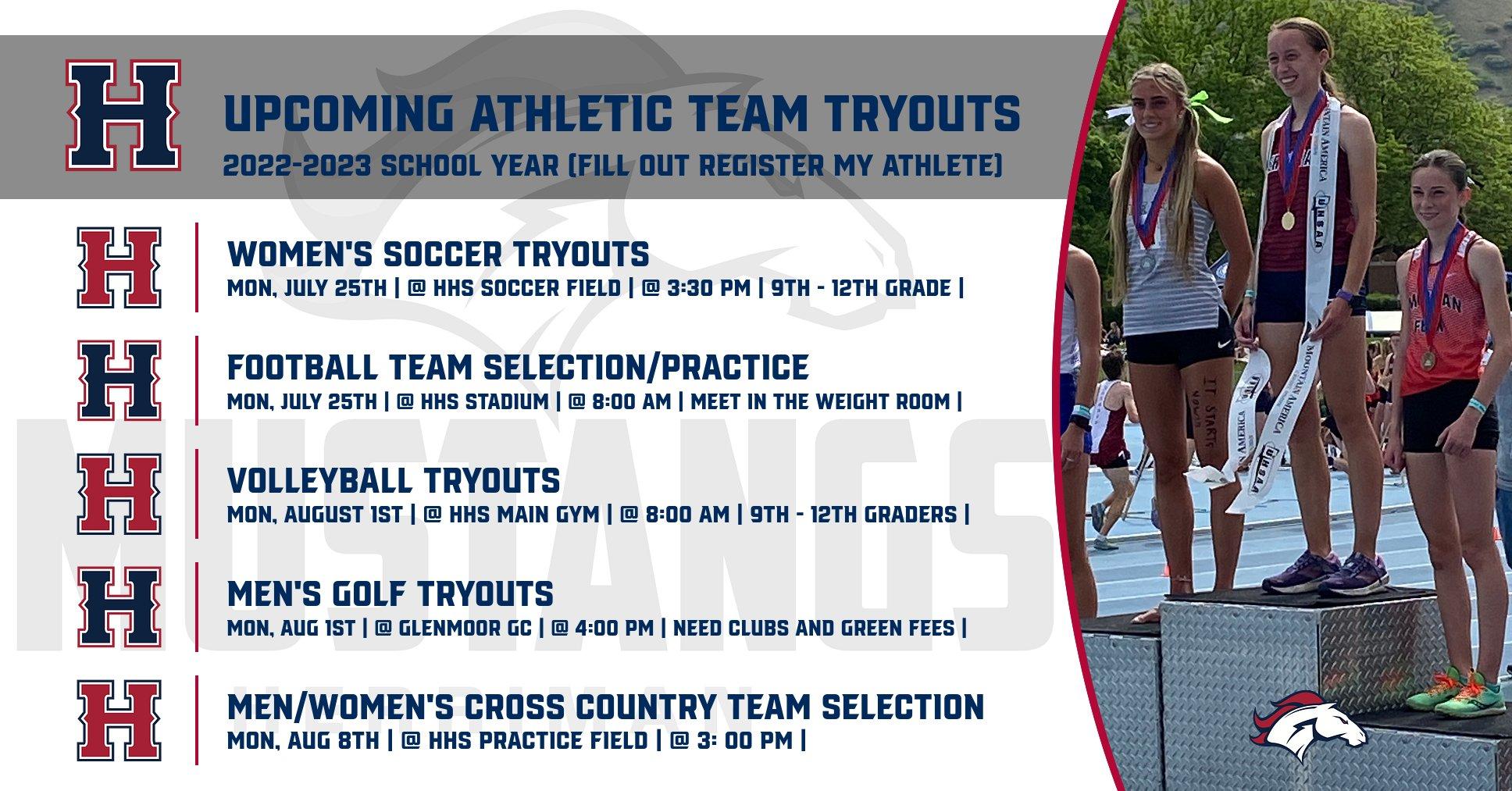 Fall Sports Tryout Schedule